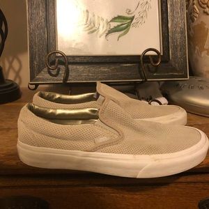 Vans blush suede slip on sneakers